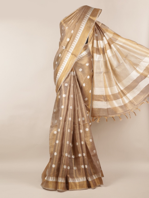 

Pothys Brown Printed Linen Blend Saree