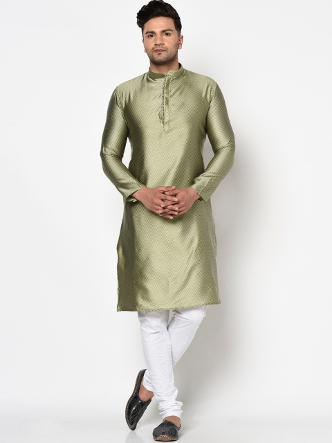 

TABARD Men Green Solid Straight Kurta