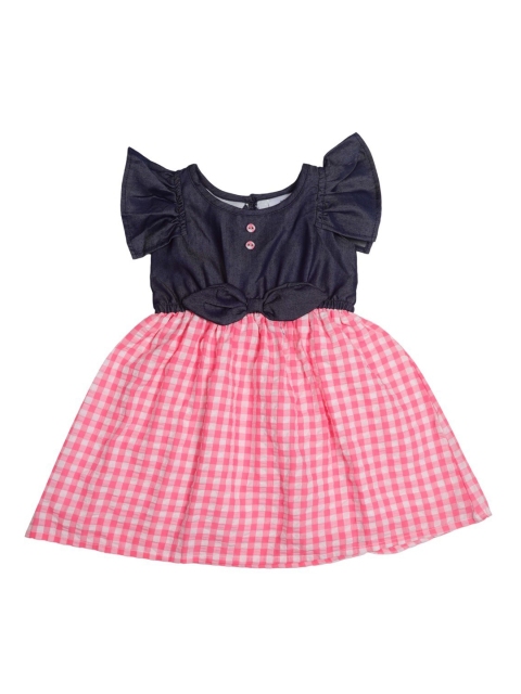 

Doodle Girls Pink & Blue Checked Fit and Flare Dress