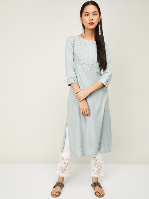 

Melange by Lifestyle Women Grey Yoke Design A-Line Kurta