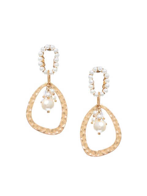 

FabAlley White Gold-Plated Contemporary Drop Earrings