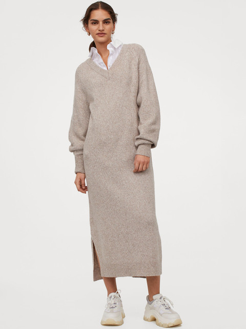 

H&M Womem Beige Knitted Sustainable Dress