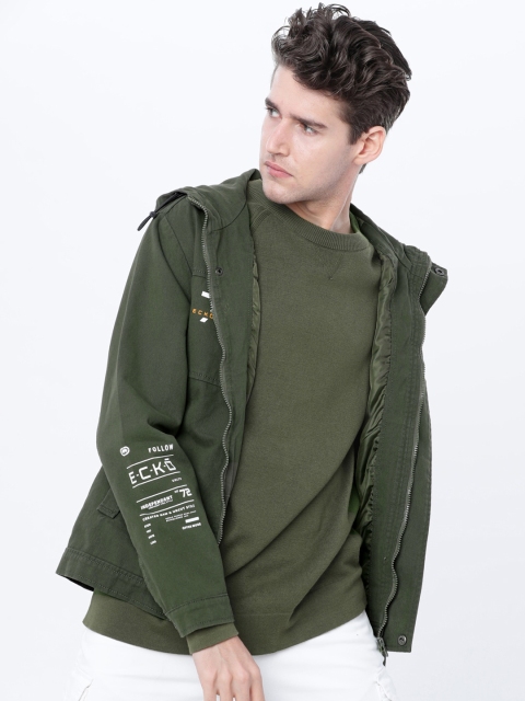 

Ecko Unltd Men Olive Green Solid Sporty Shacket