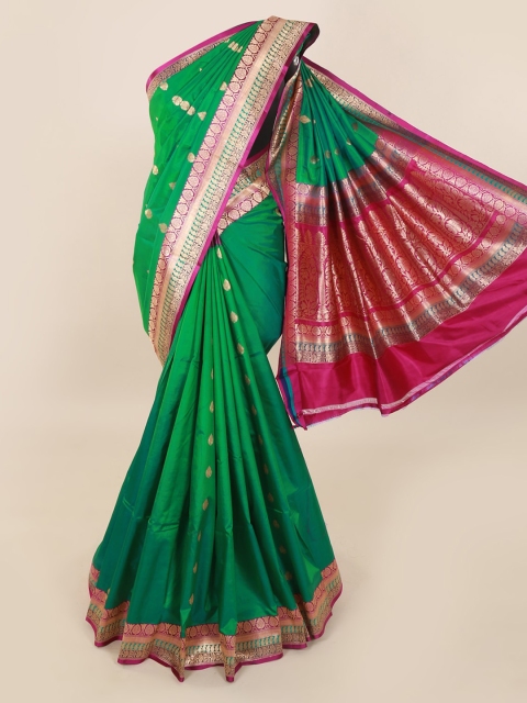 

Pothys Green & Gold-Toned Pure Silk Woven Design Saree