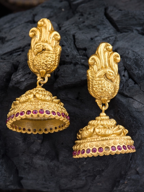 Alankruthi Gold-Toned Peacock Shaped Jhumkas
