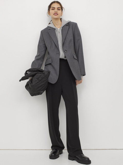 

H&M Women Black Solid Tailored Trousers