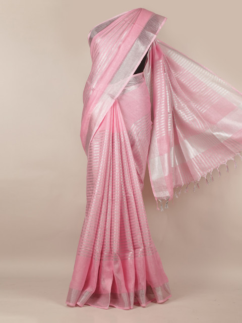 

Pothys Pink Solid Linen Blend Saree