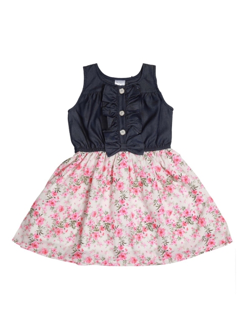 

Doodle Girls Black& Pink Printed Organic Cotton Fit and Flare Dress