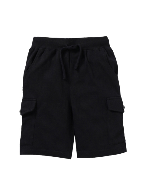 

KiddoPanti Boys Black Solid Regular Fit Cargo Shorts