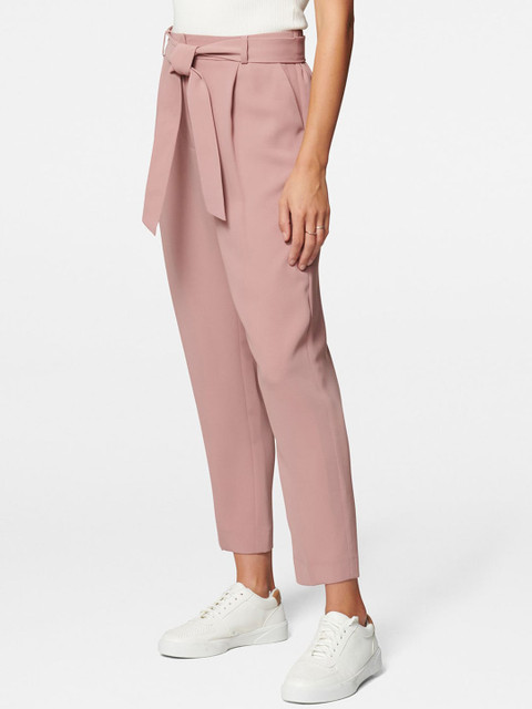 

Forever New Women Nude-Coloured Tapered Fit Solid Cigarette Trousers