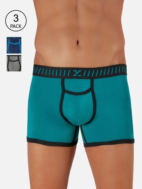 

XYXX Men Pack Of 3 IntelliSoft Antimicrobial Vibe Trunks XYTRNK3PCKN305, Blue