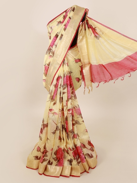 

Pothys Yellow Printed Pure Silk Saree