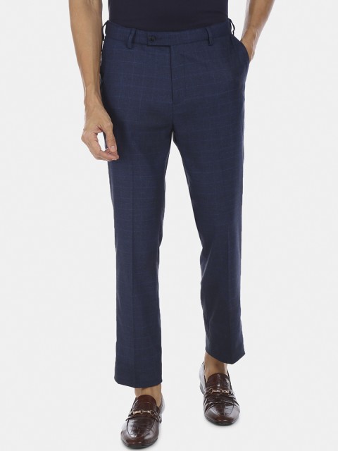 

Arrow Men Blue Regular Fit Checked Formal Trousers