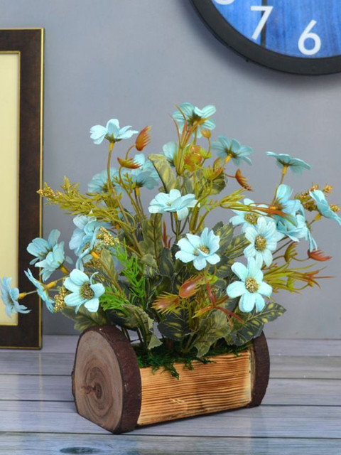 

fancy mart Blue & Green Artificial Daisy Flower In Buckle Pot