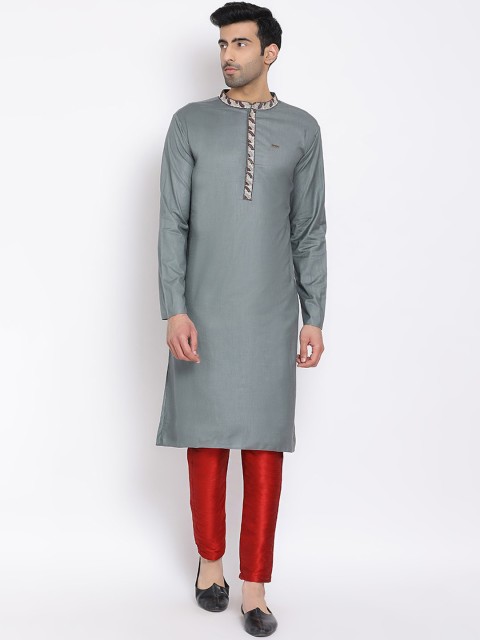 

DEVOILER Grey Yoke Design Thread Work Straight Kurta