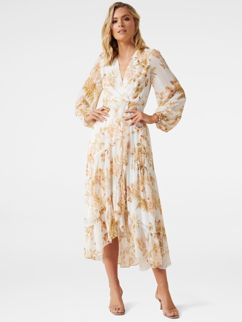 

Forever New Women White Printed Wrap Dress