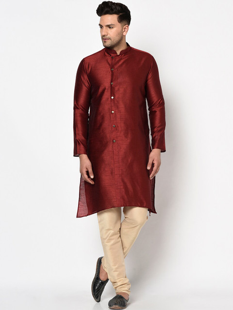 

TABARD Men Maroon Printed Straight Kurta