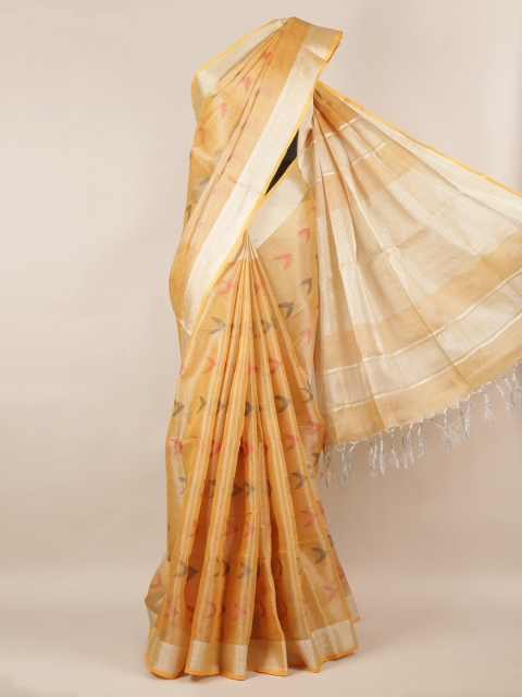 

Pothys Orange Woven Design Linen Blend Saree