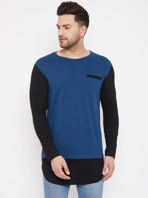 

Hypernation Men Blue Colourblocked Round Neck T-shirt