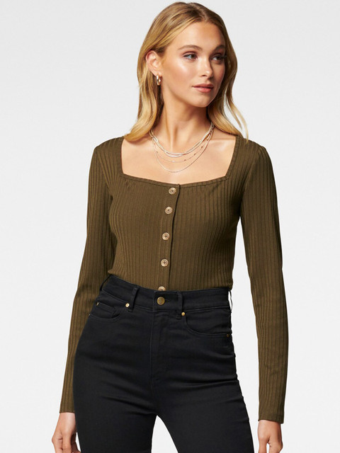

Forever New Women Khaki Solid