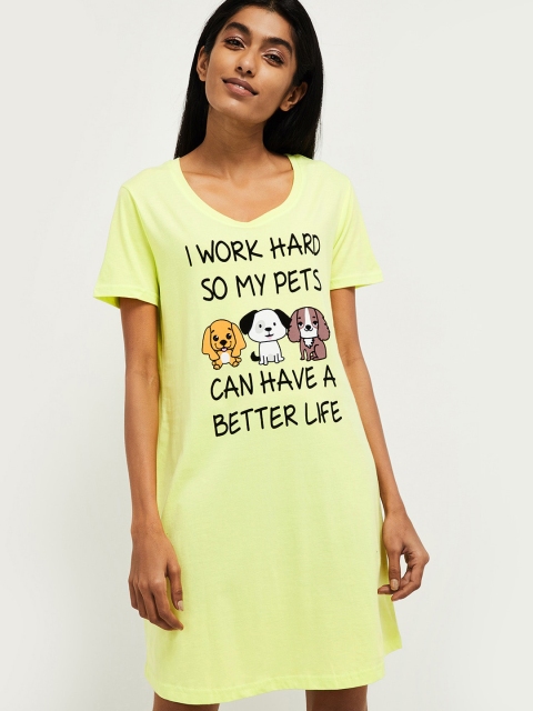 

max Lime Green Printed Nightdress