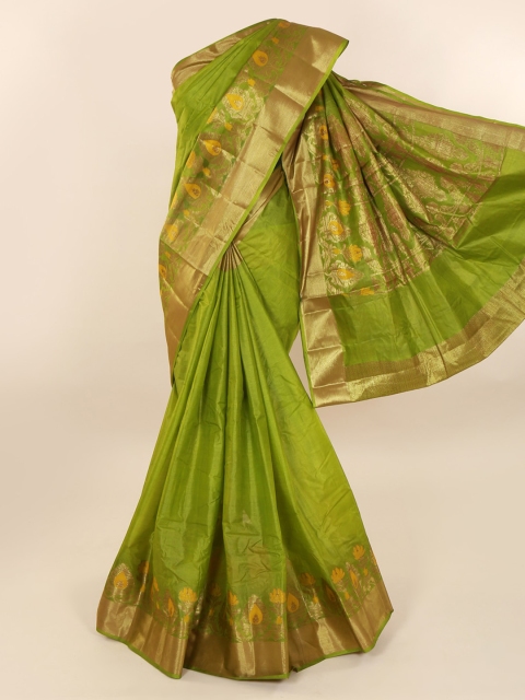 

Pothys Green Pure Silk Woven Design Tussar Saree