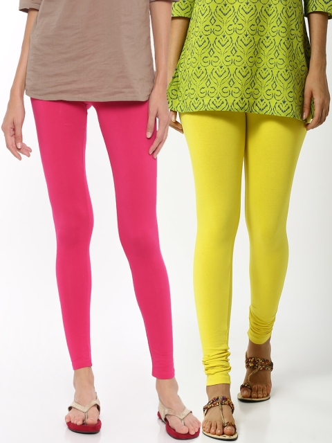 

De Moza Women Pack of 2 Solid Leggings, Pink