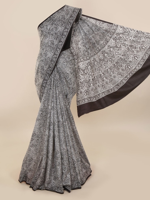 

Pothys White Pure Silk Printed Bagh Saree
