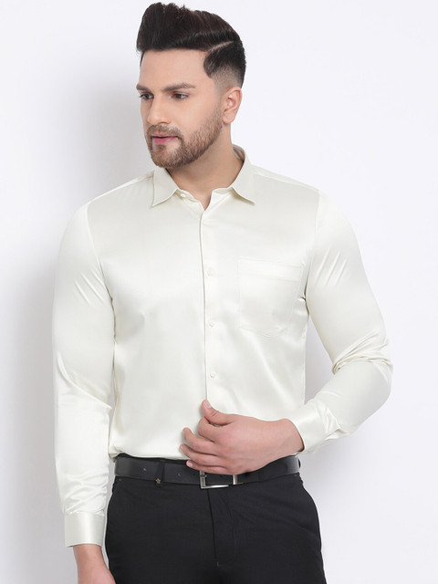 

Turtle Men Cream-Coloured Slim Fit Solid Casual Shirt