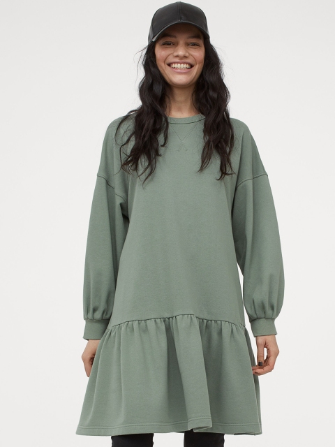 H&M Green Sweatshirt Dress