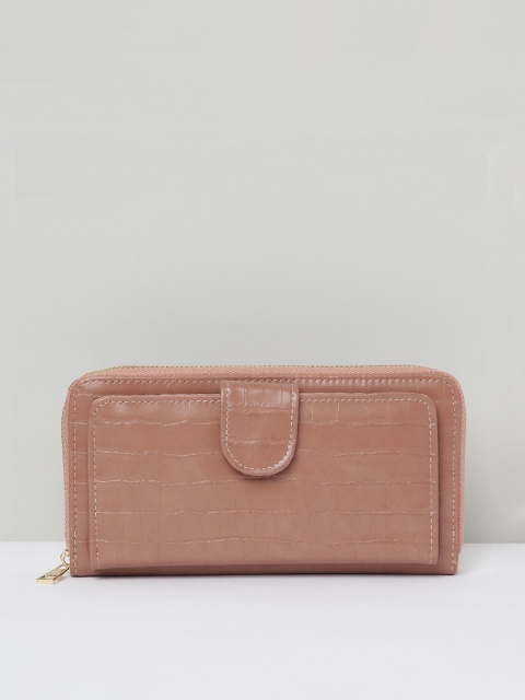 

max Women Pink Textured Zip Around Wallet