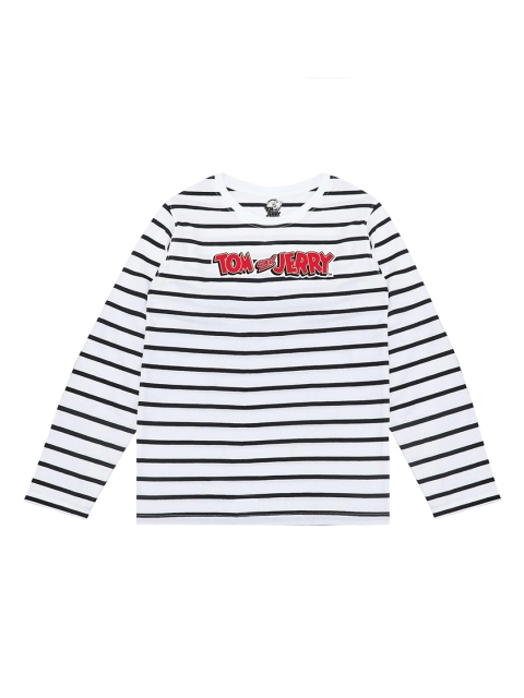 

Tom & Jerry Boys Black Striped Round Neck Cotton T-shirt