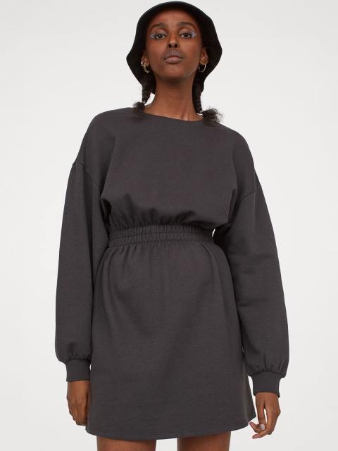 

H&M Women Grey Solid Sweatshirt dress