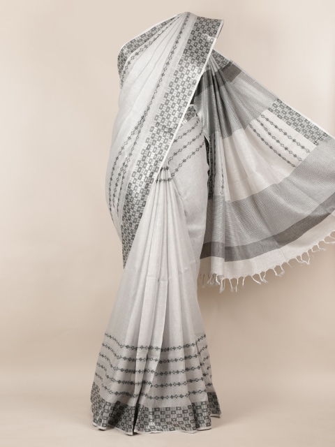 

Pothys Grey Solid Linen Blend Saree