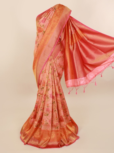 

Pothys Pink & Orange Pure Silk Woven Design Banarasi Saree