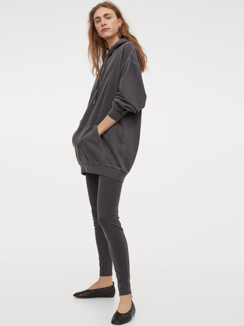 

H&M Women Grey Solid Cotton Leggings