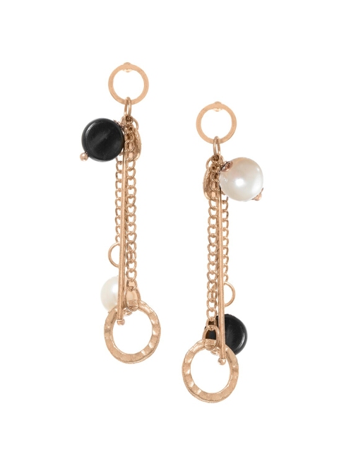 

FabAlley White Gold-Plated Contemporary Drop Earrings