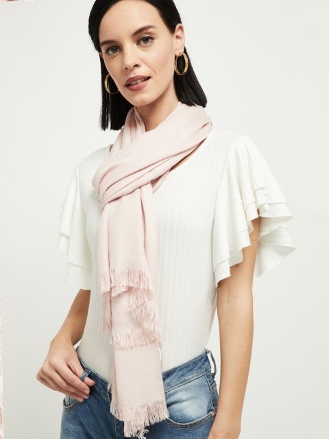 

max Women Pink Self Design Scarf
