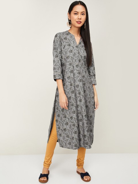 

Melange by Lifestyle Women Grey Floral Printed Kurta