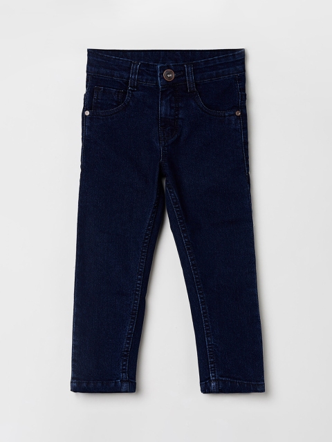 

max Boys Navy Blue Regular Fit Mid-Rise Slash Knee Stretchable Jeans