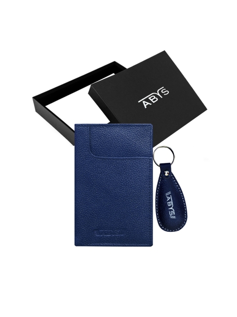

ABYS Unisex Blue & Navy Blue Solid Genuine Leather Accessories Gift Set