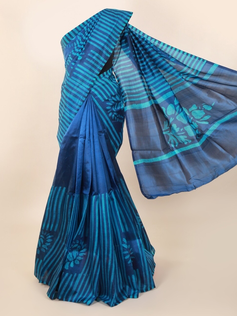 

Pothys Blue Batik Printed Pure Silk Saree