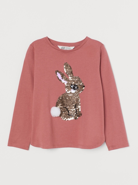 

H&M Girls Pink Motif-front Jersey Top