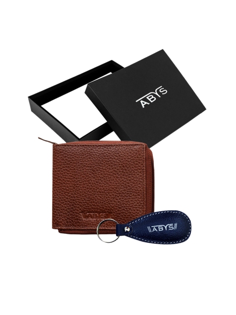 

ABYS Unisex Brown & Blue Leather Accessory Gift Set