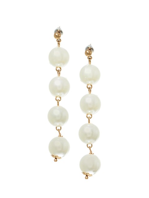 

FabAlley White Gold-Plated Contemporary Drop Earrings