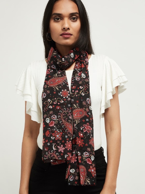 

max Women Black & Red Printed Scarf