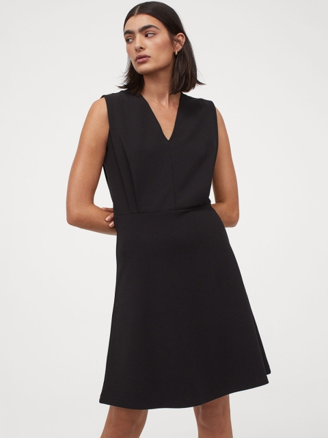 

H&M Women Black Fit and Flare Dress