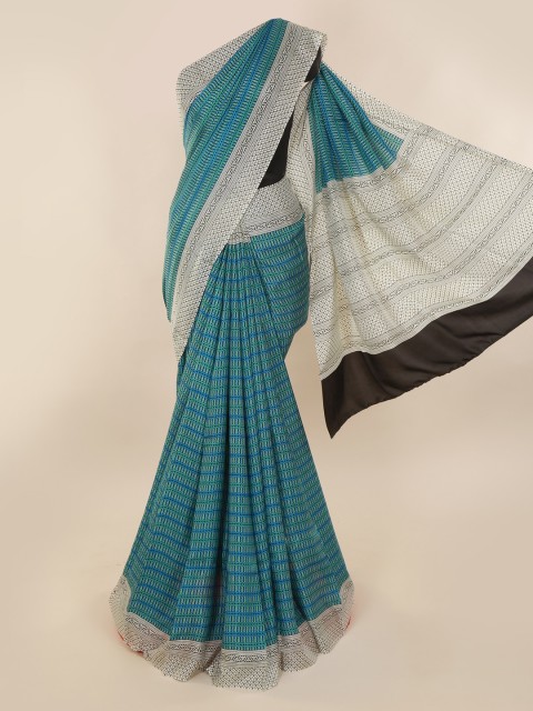 

Pothys Blue Pure Silk Printed Bagh Saree