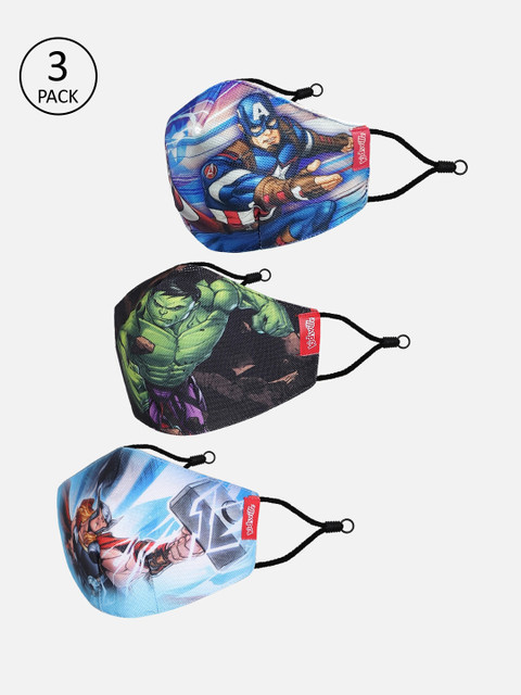 

Kids Ville Boys Pack Of 3 Avengers Printed 3-Ply Outdoor Protective Masks, Blue