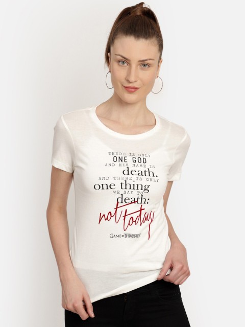 

Free Authority Women Off-White & Black Game Of Thrones Print Round Neck T-shirt